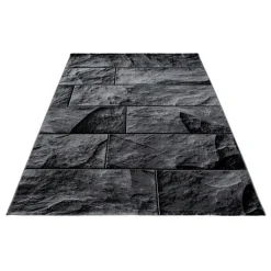 Laagpolige Vloerkleden-Muratap Modern Design Vloerkleed Parma - Zwart/Grijs - Laagpolig 120x170 cm