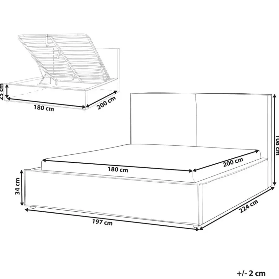 Beliani MOISSAC - Bed - Taupe - 180 x 200 cm - Polyester