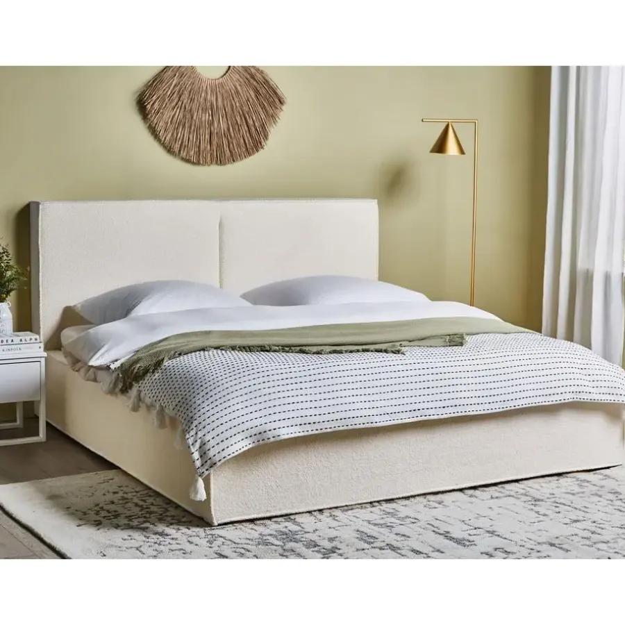Beliani MOISSAC - Tweepersoonsbed - Off-white - 180 x 200 cm - Polyester