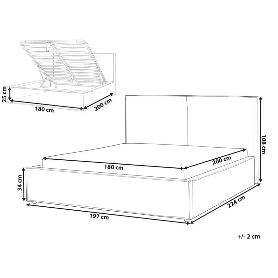 Beliani MOISSAC - Tweepersoonsbed - Off-white - 180 x 200 cm - Polyester