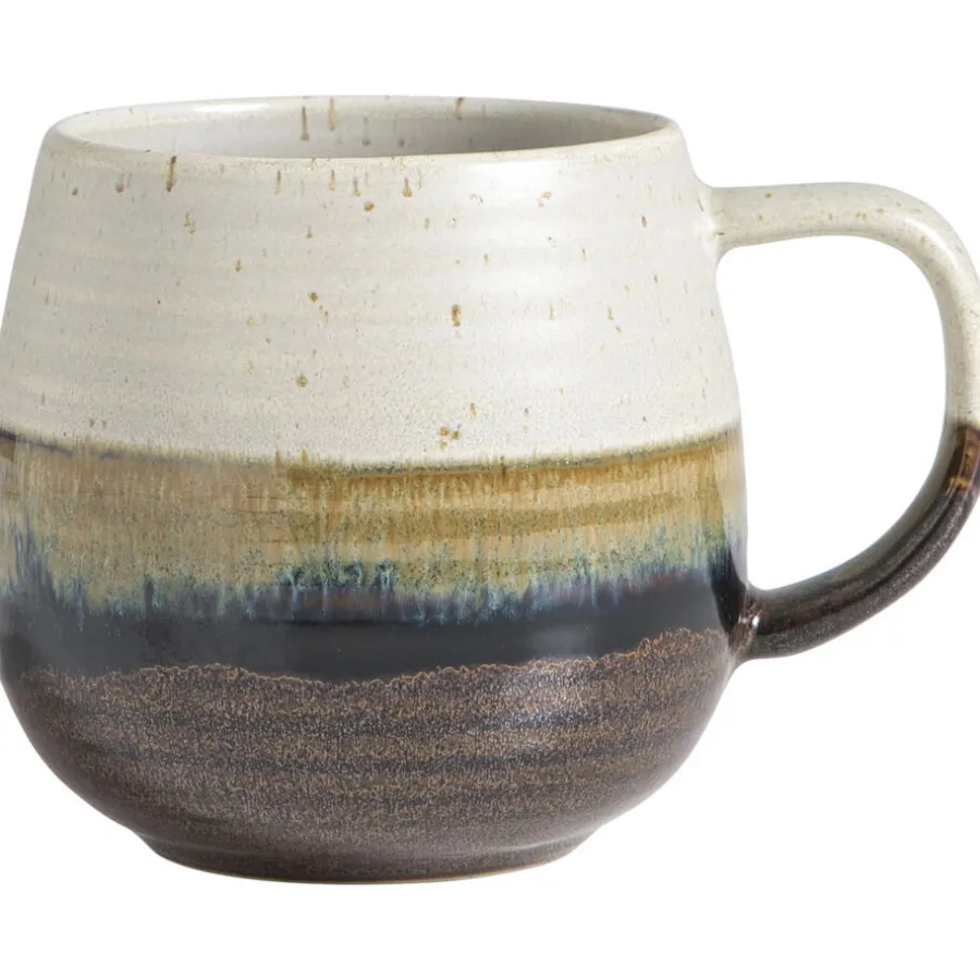 Leen Bakker Mok met oor Mira zwart stoneware - 360 ml