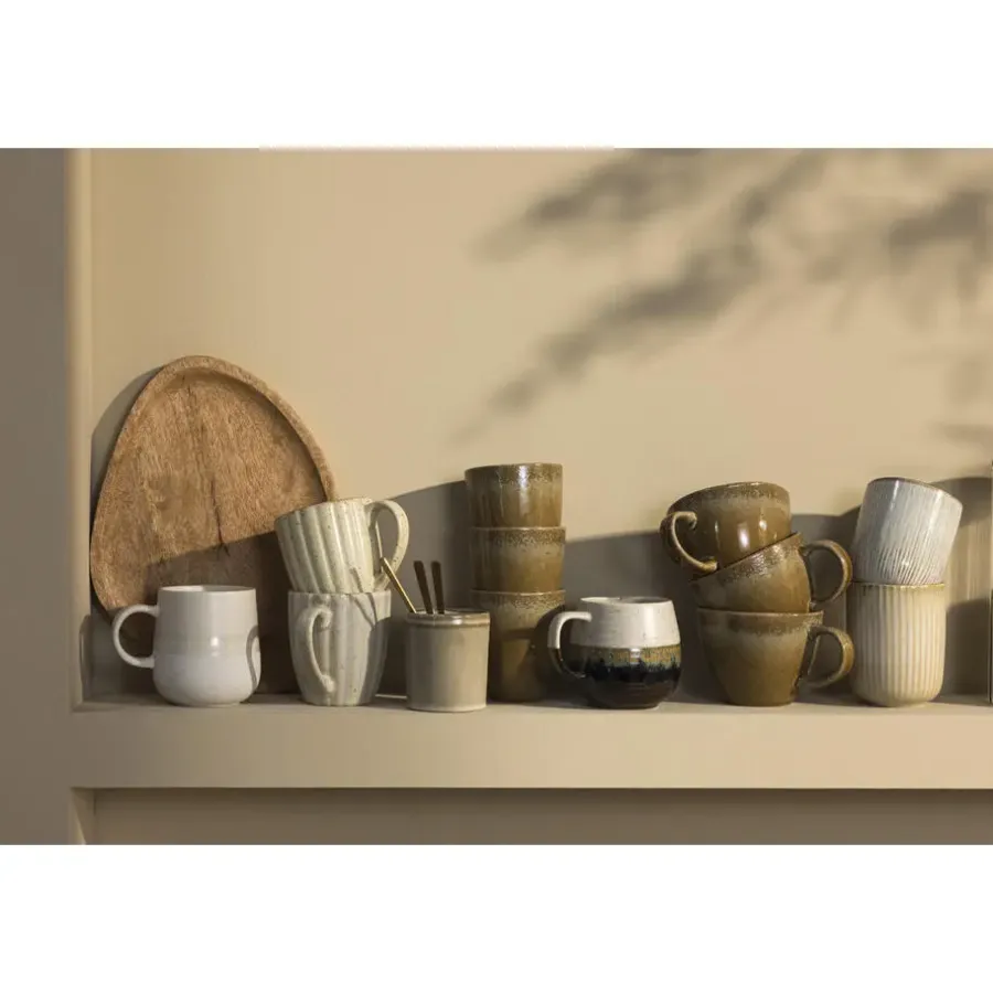 Kopjes, Mokken En Bekers-Leen Bakker Mok met oor Nora bruin stoneware - 220 ml