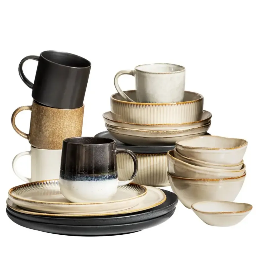 Leen Bakker Mok met oor Pippa - zwart - stoneware - 400 ml