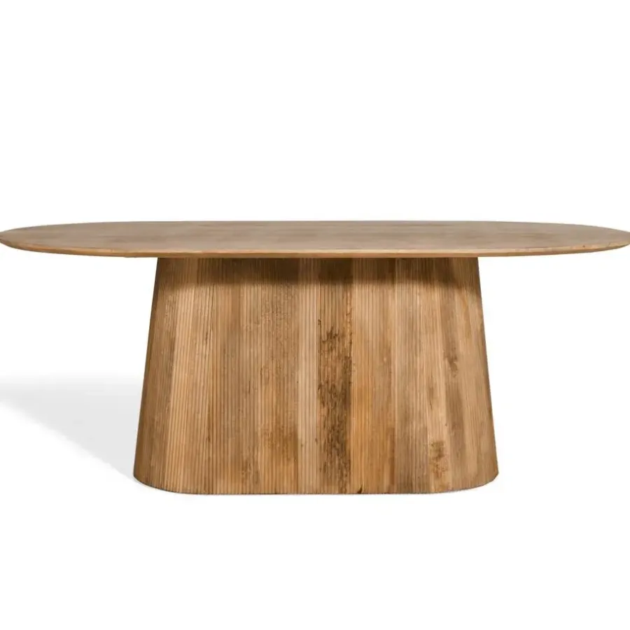 Industriële Eettafels|Ovale Eettafels-Collectables Mokka Eettafel Lichtbruin 200cm