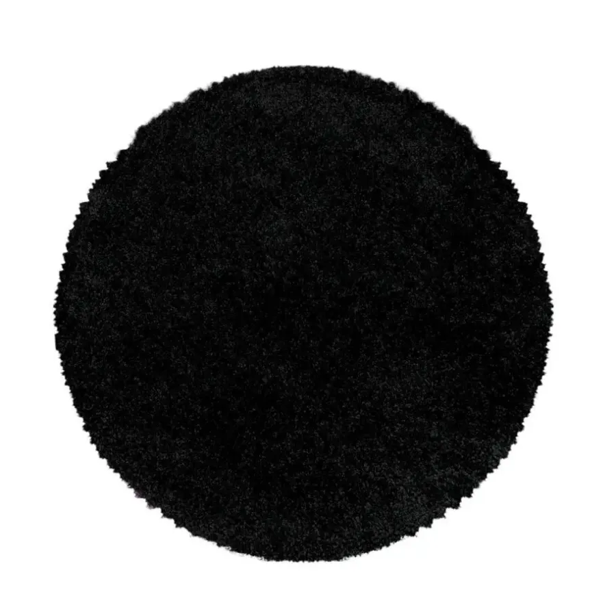 Vloerkleden|Hoogpolige Vloerkleden-Muratap Monaco Soft Rond Shaggy Hoogpolig Vloerkleed Black - 200 CM ROND