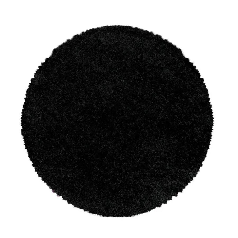 Hoogpolige Vloerkleden|Ronde Vloerkleden-Muratap Monaco Soft Rond Shaggy Hoogpolig Vloerkleed Black - 160 CM ROND