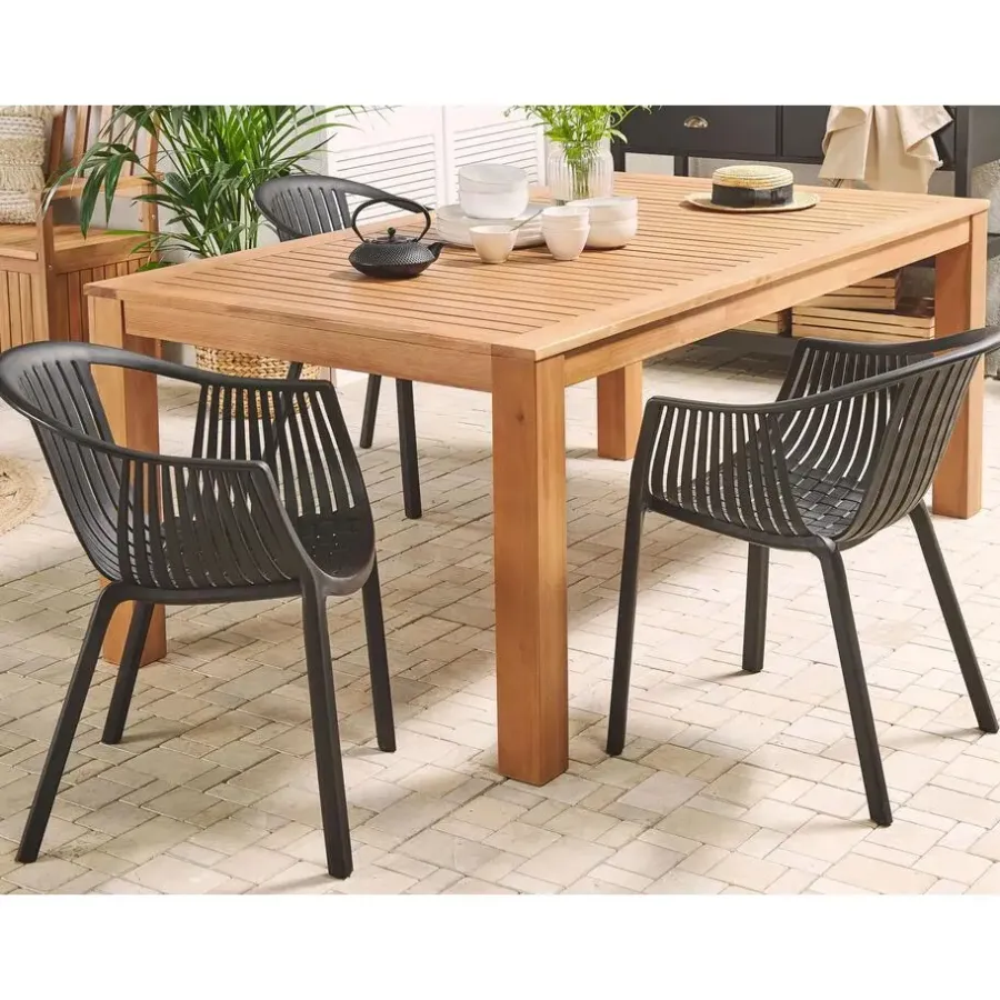 Beliani MONSANO - Tuintafel - Lichthout - 105 x 190 cm - Eucalyptushout
