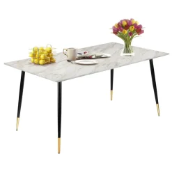 Loft24 Monza - Eettafel 120x80 cm 6 zitplaatsen wit marmer look