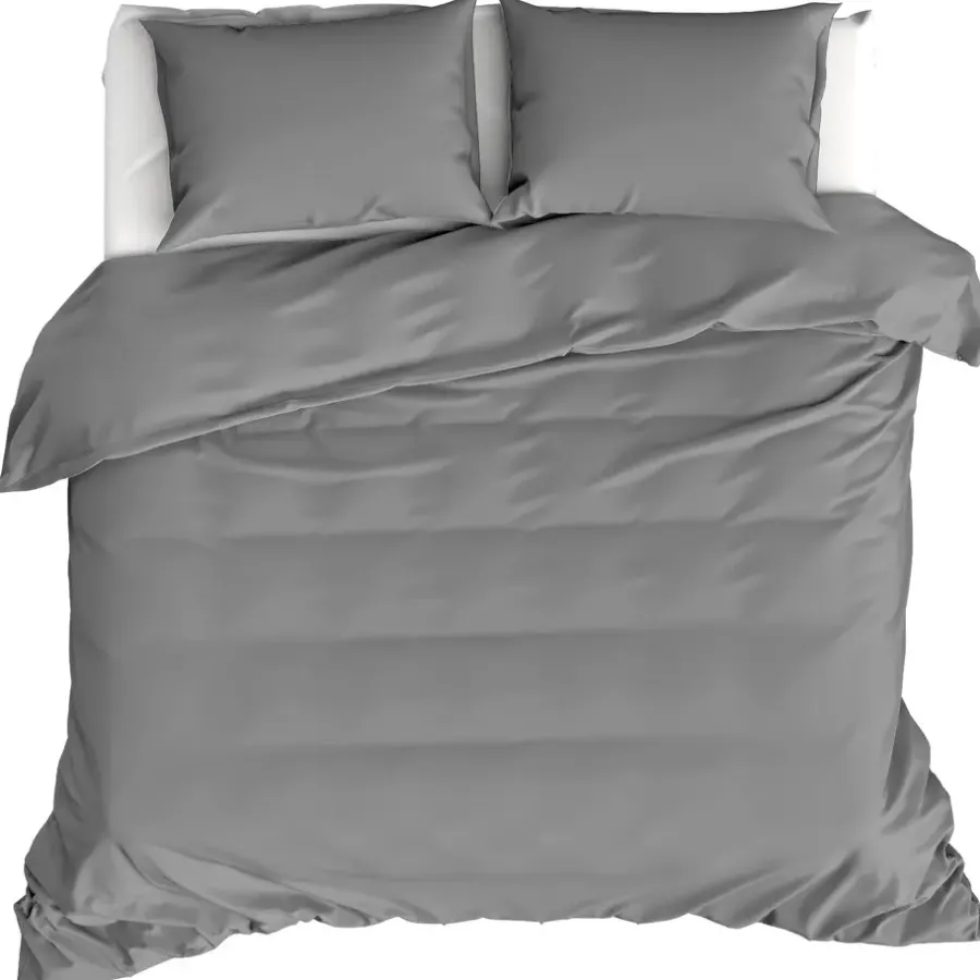 Moodit Dekbedovertrek Basil Grey - Tweepersoons - 200 x 220 cm - Katoen