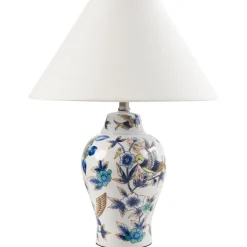 Tafellampen-Leen Bakker MORACA - Tafellamp - Wit/Blauw - Porselein/Linnen