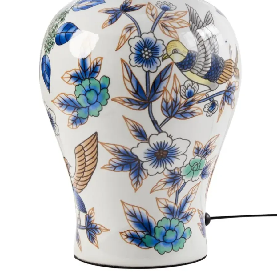 Tafellampen-Leen Bakker MORACA - Tafellamp - Wit/Blauw - Porselein/Linnen