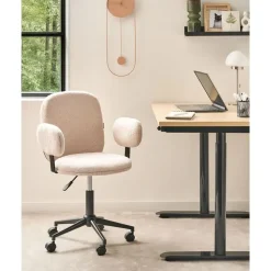 Bureaustoelen|Bureaustoelen-Leen Bakker MORAGA - Bureaustoel - Beige - Bouclé