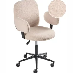 Bureaustoelen|Bureaustoelen-Leen Bakker MORAGA - Bureaustoel - Beige - Bouclé