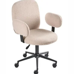 Bureaustoelen|Bureaustoelen-Leen Bakker MORAGA - Bureaustoel - Beige - Bouclé
