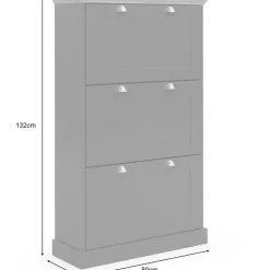 Schoenenkasten-Loft24 Motala - Schoenenkast met 3 kleppen in wit