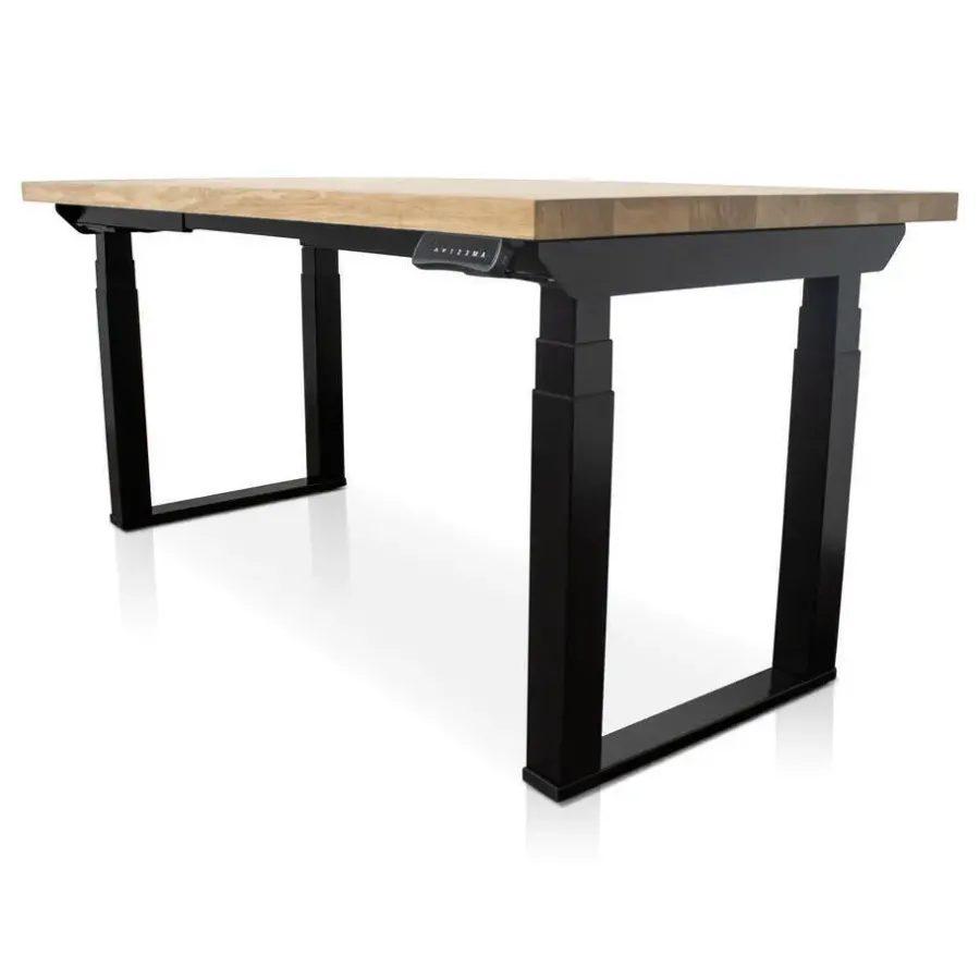 Zit-Sta-Bureaus-Lineaflex MRC MRC PRO Solid zit-sta bureau massief eiken blad 120x80 zwart NEN-EN527