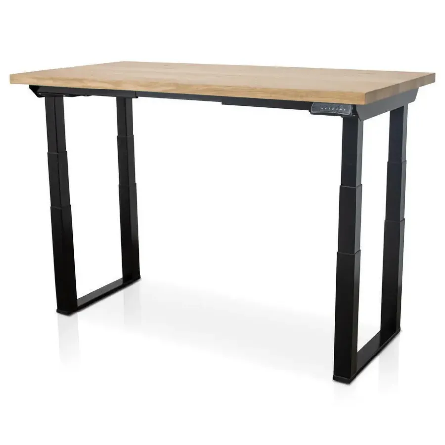 Zit-Sta-Bureaus-Lineaflex MRC MRC PRO Solid zit-sta bureau massief eiken blad 140x80 zwart NEN-EN527