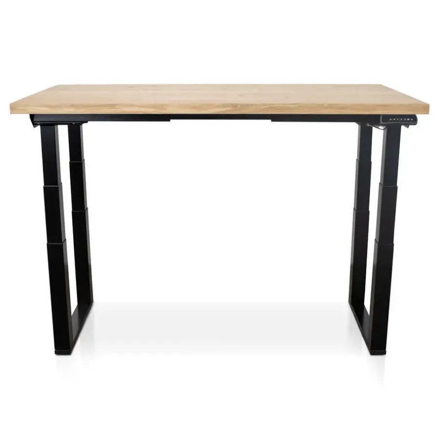 Zit-Sta-Bureaus-Lineaflex MRC MRC PRO Solid zit-sta bureau massief eiken blad 140x80 zwart NEN-EN527