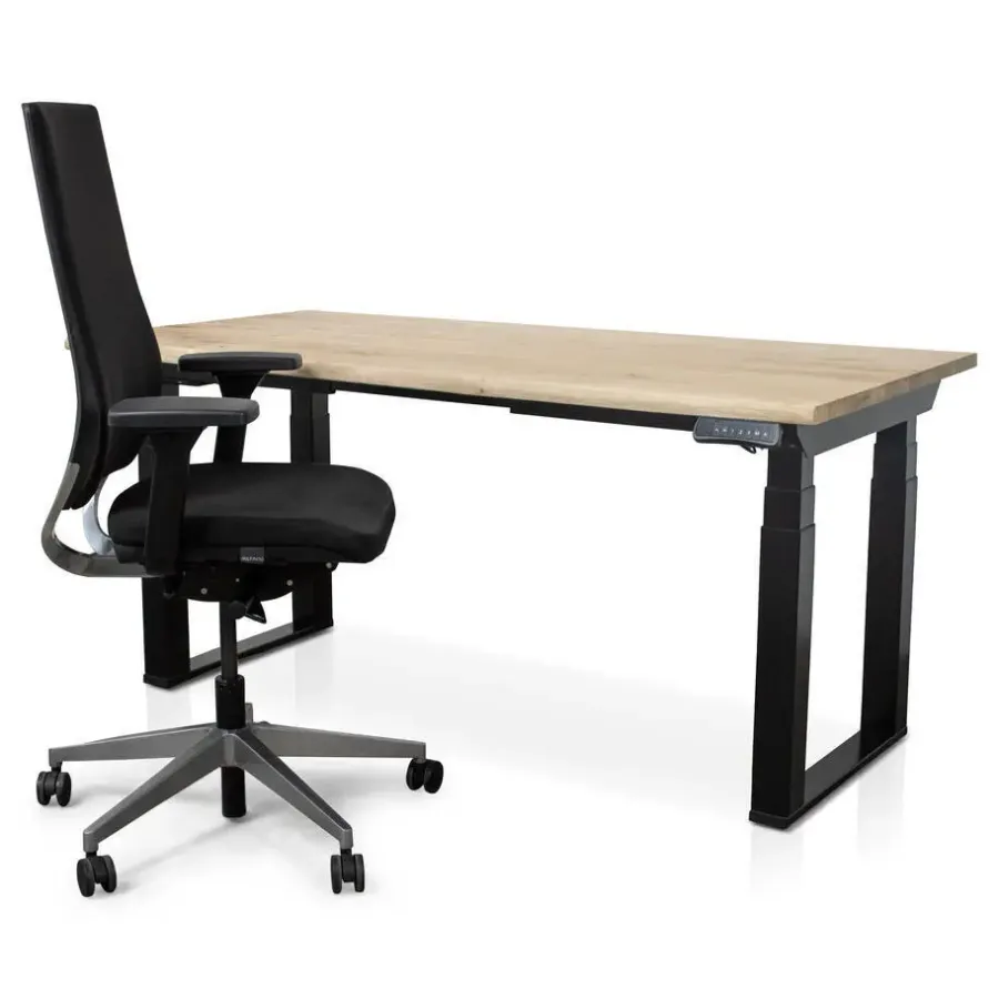 Lineaflex MRC MRC PRO Solid zit-sta bureau massief boomstamblad 180x90 zwart NEN-EN527
