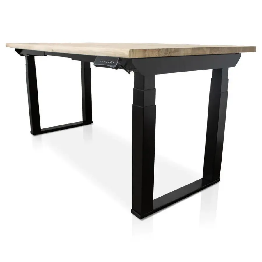 Zit-Sta-Bureaus-Lineaflex MRC MRC PRO Solid zit-sta bureau massief boomstamblad 160x80 zwart NEN-EN527