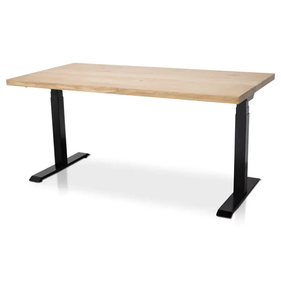 Lineaflex MRC MRC Zit-sta bureau massief eiken blad 180x90 zwart frame NEN-EN 527