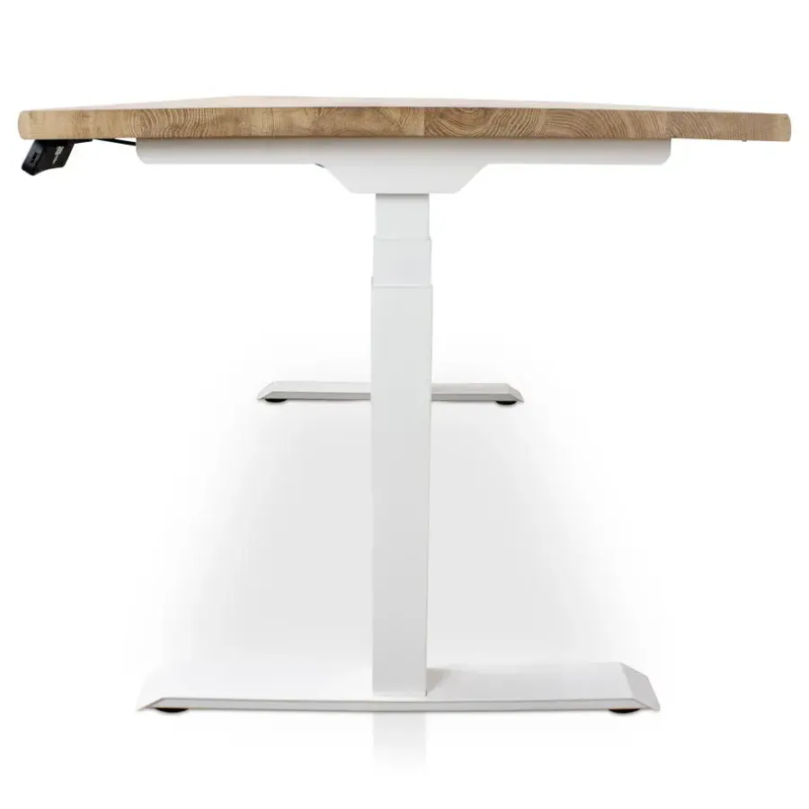 Zit-Sta-Bureaus-Lineaflex MRC MRC Zit-sta bureau massief boomstam blad 140x80 wit frame NEN-EN 527