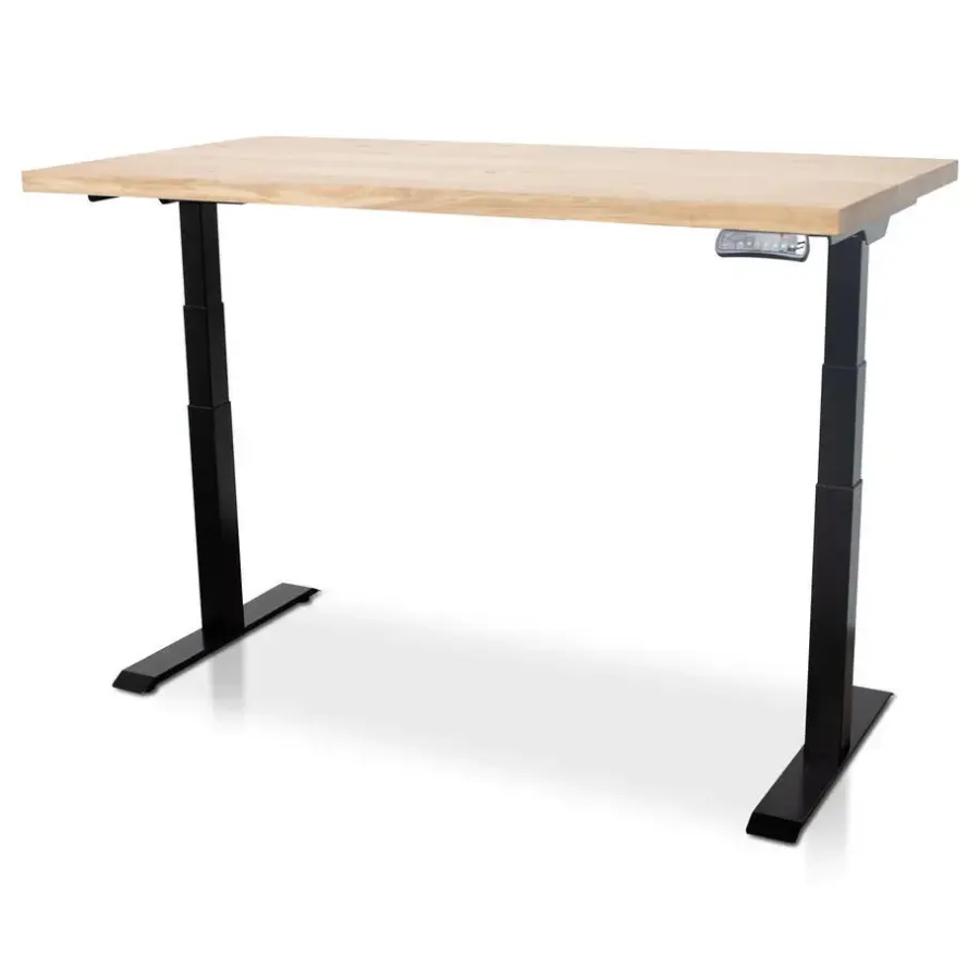 Zit-Sta-Bureaus-Lineaflex MRC MRC Zit-sta bureau massief eiken blad 120x80 zwart frame NEN-EN 527