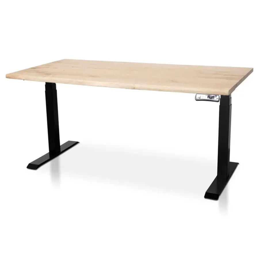 Zit-Sta-Bureaus-Lineaflex MRC MRC Zit-sta bureau massief boomstamblad 120x80 zwart frame NEN-EN 527