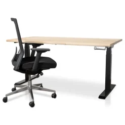Zit-Sta-Bureaus-Lineaflex MRC MRC Zit-sta bureau massief boomstamblad 120x80 zwart frame NEN-EN 527