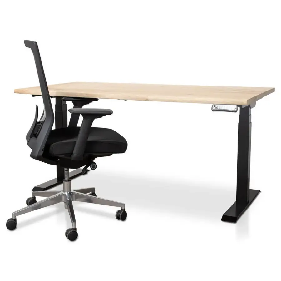 Zit-Sta-Bureaus-Lineaflex MRC MRC Zit-sta bureau massief boomstamblad 120x80 zwart frame NEN-EN 527