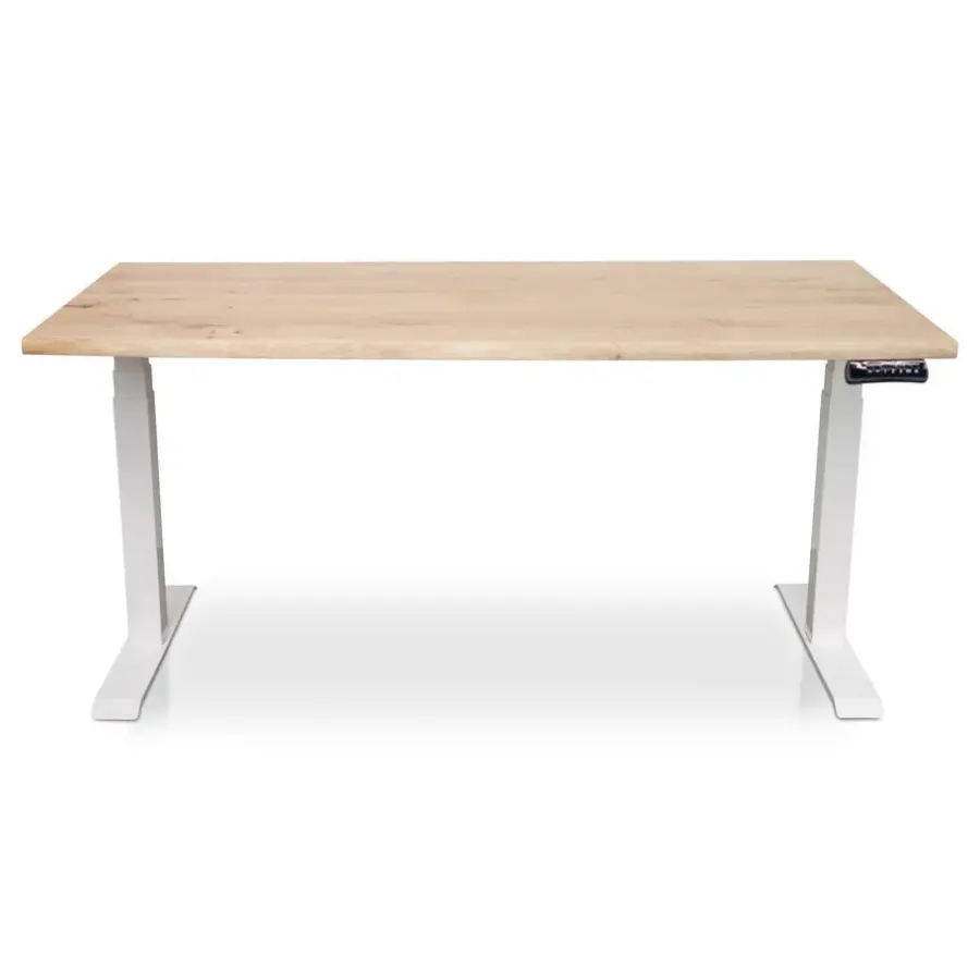 Zit-Sta-Bureaus-Lineaflex MRC MRC Zit-sta bureau massief boomstam blad 120x80 wit frame NEN-EN 527