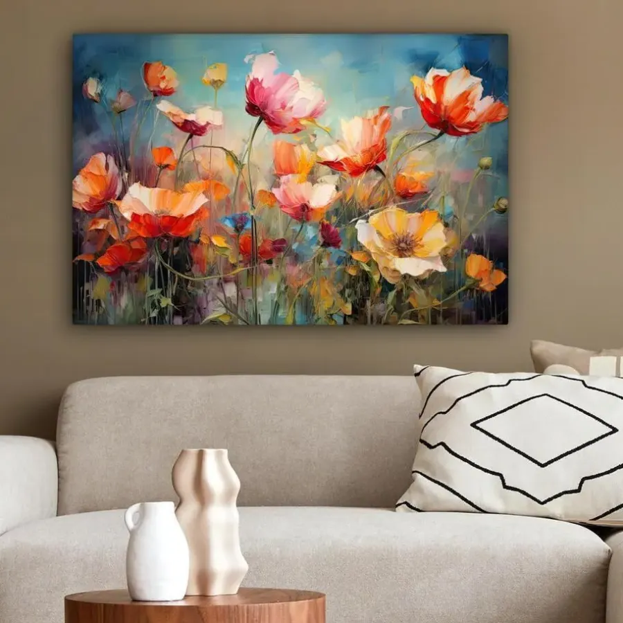 Schilderijen-MuchoWow Canvas Schilderij 90x60cm Bloemen Watercolor Kunst
