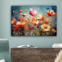 Schilderijen-MuchoWow Canvas Schilderij 90x60cm Bloemen Watercolor Kunst