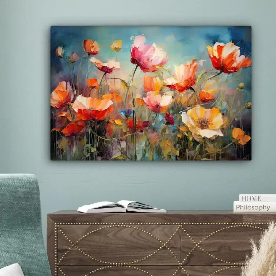 Schilderijen-MuchoWow Canvas Schilderij 90x60cm Bloemen Watercolor Kunst