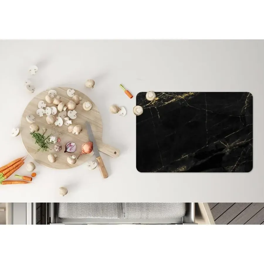 MuchoWow Placemat (6stuks) 45x30cm Marmer look Luxe Zwart Goud