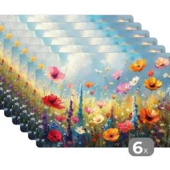 Placemats-MuchoWow Placemat (6stuks) 45x30cm Bloemen Natuur Botanisch