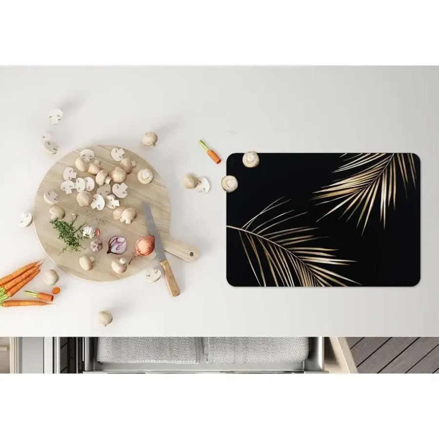 Placemats-MuchoWow Placemat (6stuks) 45x30cm Bladeren Planten Goud Zwart