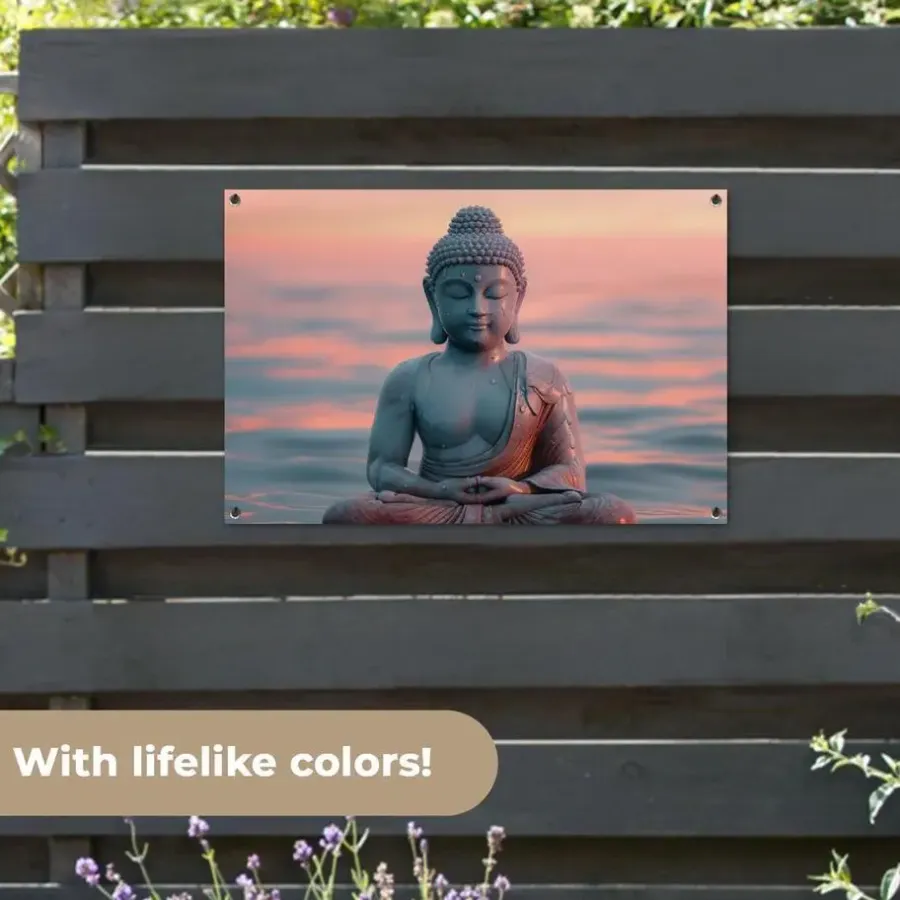 Tuindecoratie-MuchoWow Tuinposter 90x60cm Boeddha Beeld Buddha Water