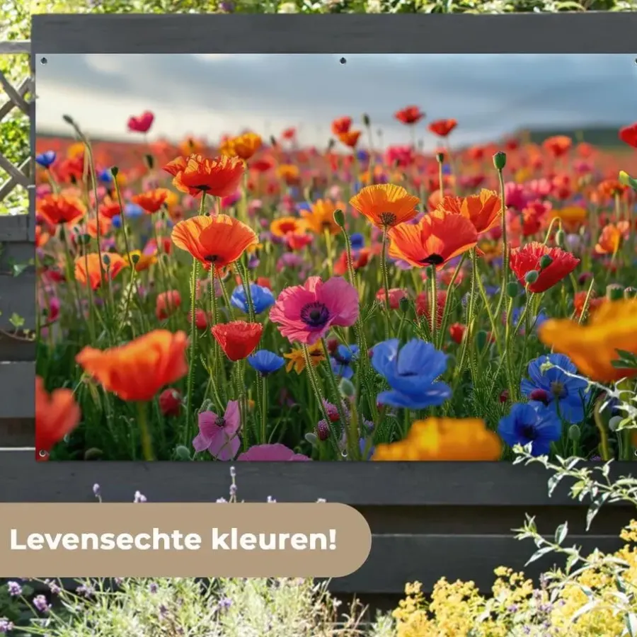 Tuindecoratie-MuchoWow Tuinposter 180x120cm Bloemen Klaprozen Kleurrijk