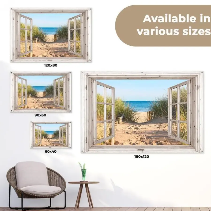 MuchoWow Tuinposter 180x120cm Doorkijk Strand Zee Duinen Zand