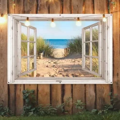 MuchoWow Tuinposter 180x120cm Doorkijk Strand Zee Duinen Zand