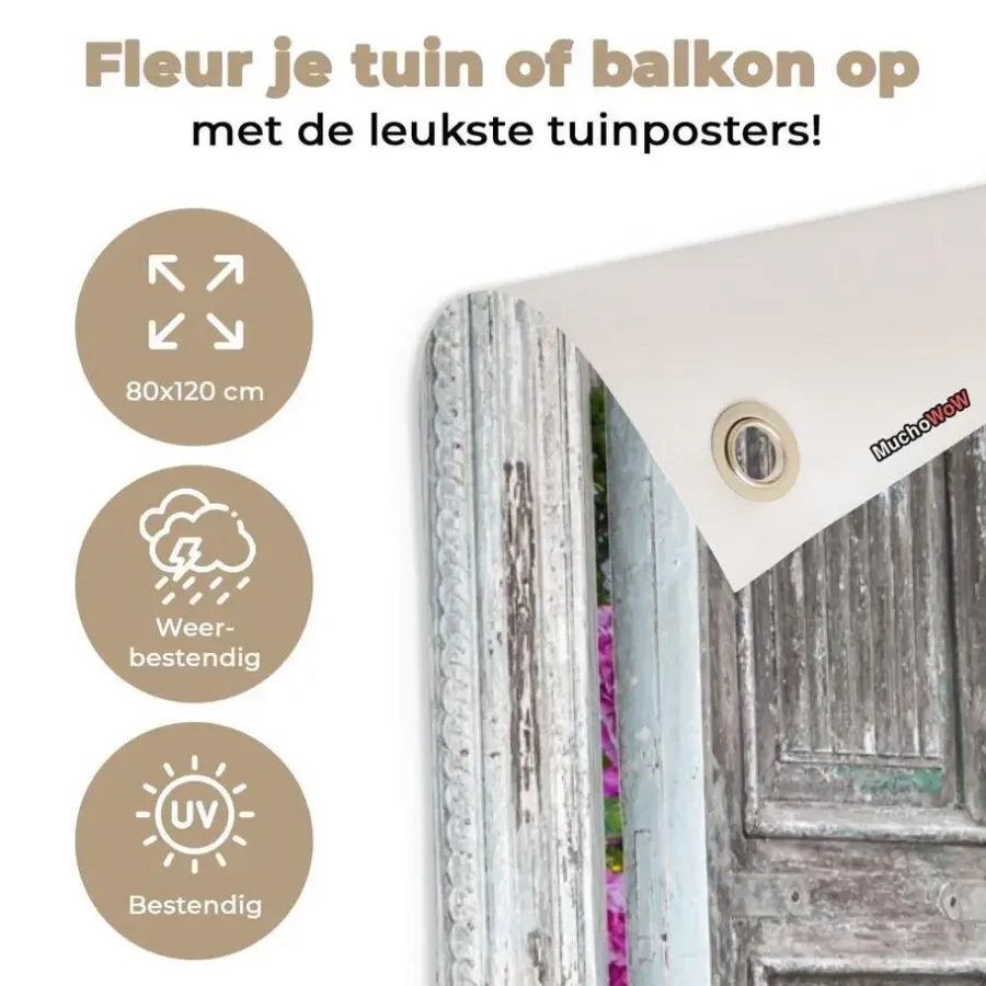 MuchoWow Tuinposter 80x120cm Doorkijk Hortensia Bloemen