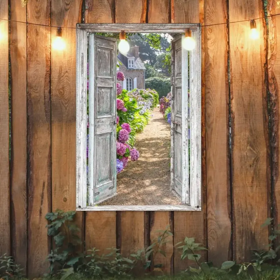 MuchoWow Tuinposter 80x120cm Doorkijk Hortensia Bloemen