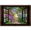 MuchoWow Tuinposter 90x60cm Hortensia Doorkijk Bloemen Paars