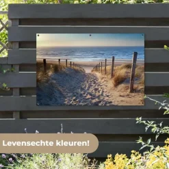 MuchoWow Tuinposter 120x80cm Strand Zee Nederland Duinen Zon