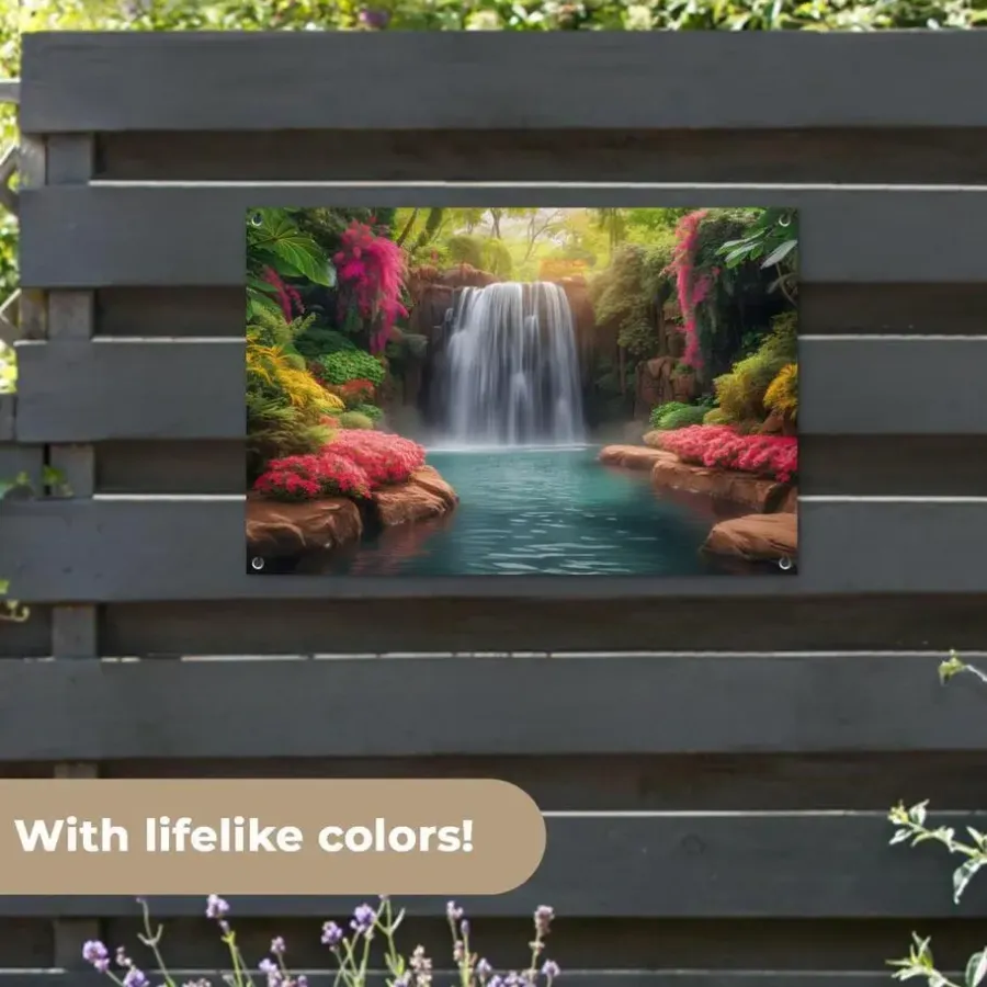 Tuindecoratie-MuchoWow Tuinposter 90x60cm Waterval Natuur Planten Jungle