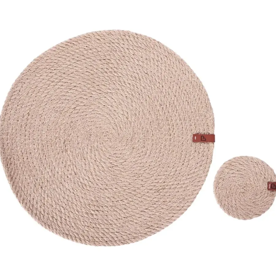Placemats-Leen Bakker MUNTRIES - Set van 12 placemats en onderzetters - Natuurlijk - Jute
