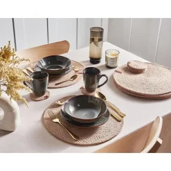 Placemats-Leen Bakker MUNTRIES - Set van 12 placemats en onderzetters - Natuurlijk - Jute