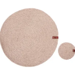 Placemats-Leen Bakker MUNTRIES - Set van 12 placemats en onderzetters - Natuurlijk - Jute