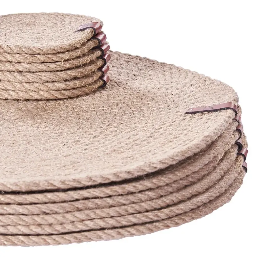 Placemats-Leen Bakker MUNTRIES - Set van 12 placemats en onderzetters - Natuurlijk - Jute